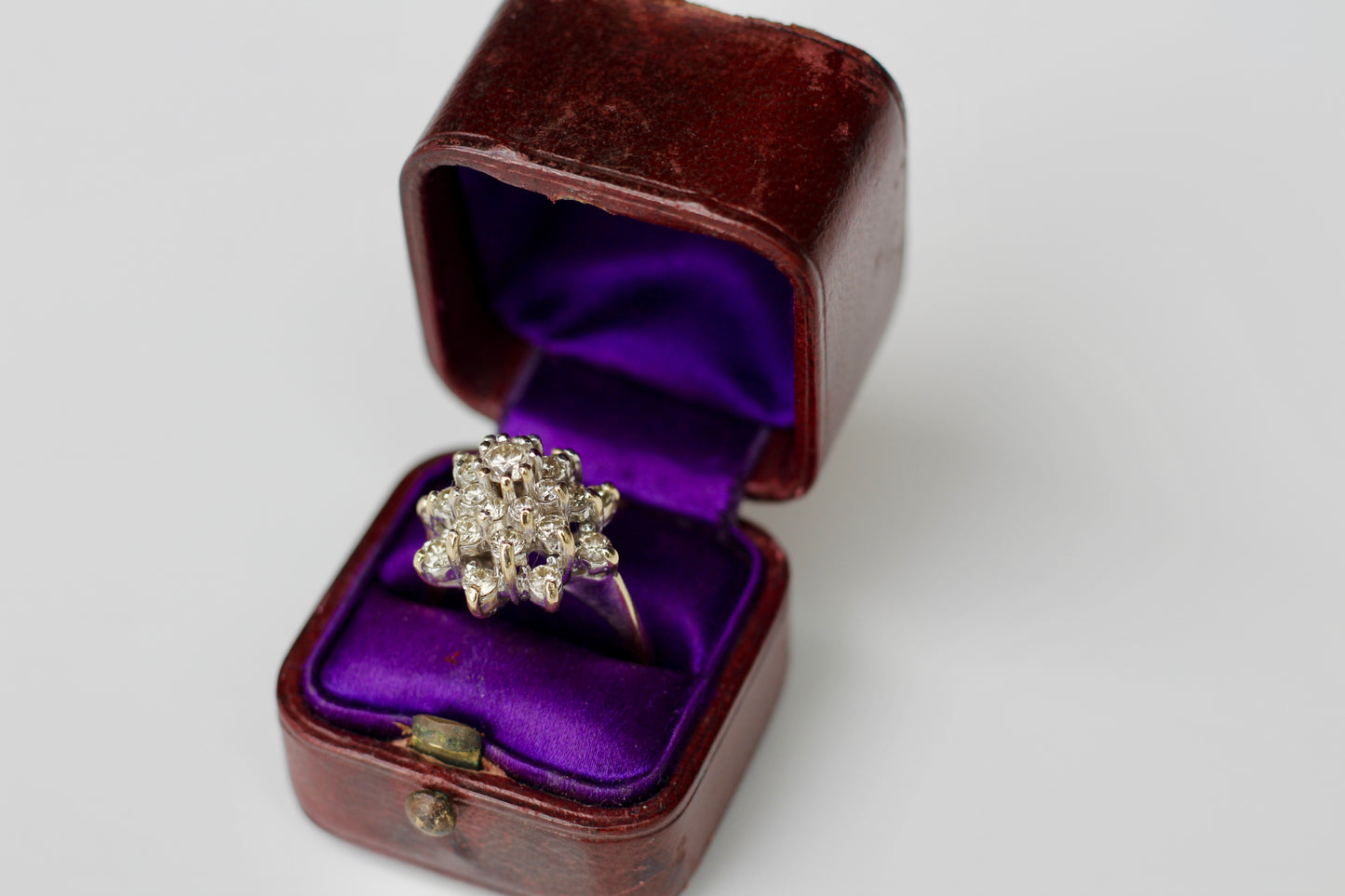 1940's Brutalist Diamond Cluster Ring, 2.82 Carats 14K Gold