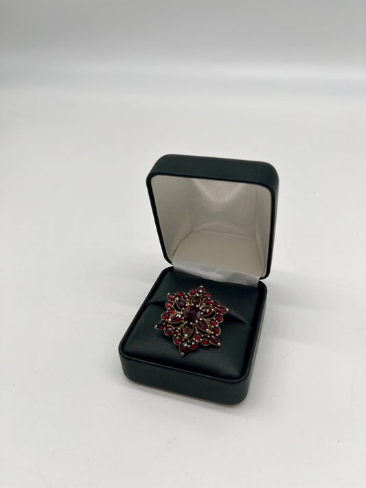 Victorian Garnet Brooch, 4.5 CTW 925 Silver