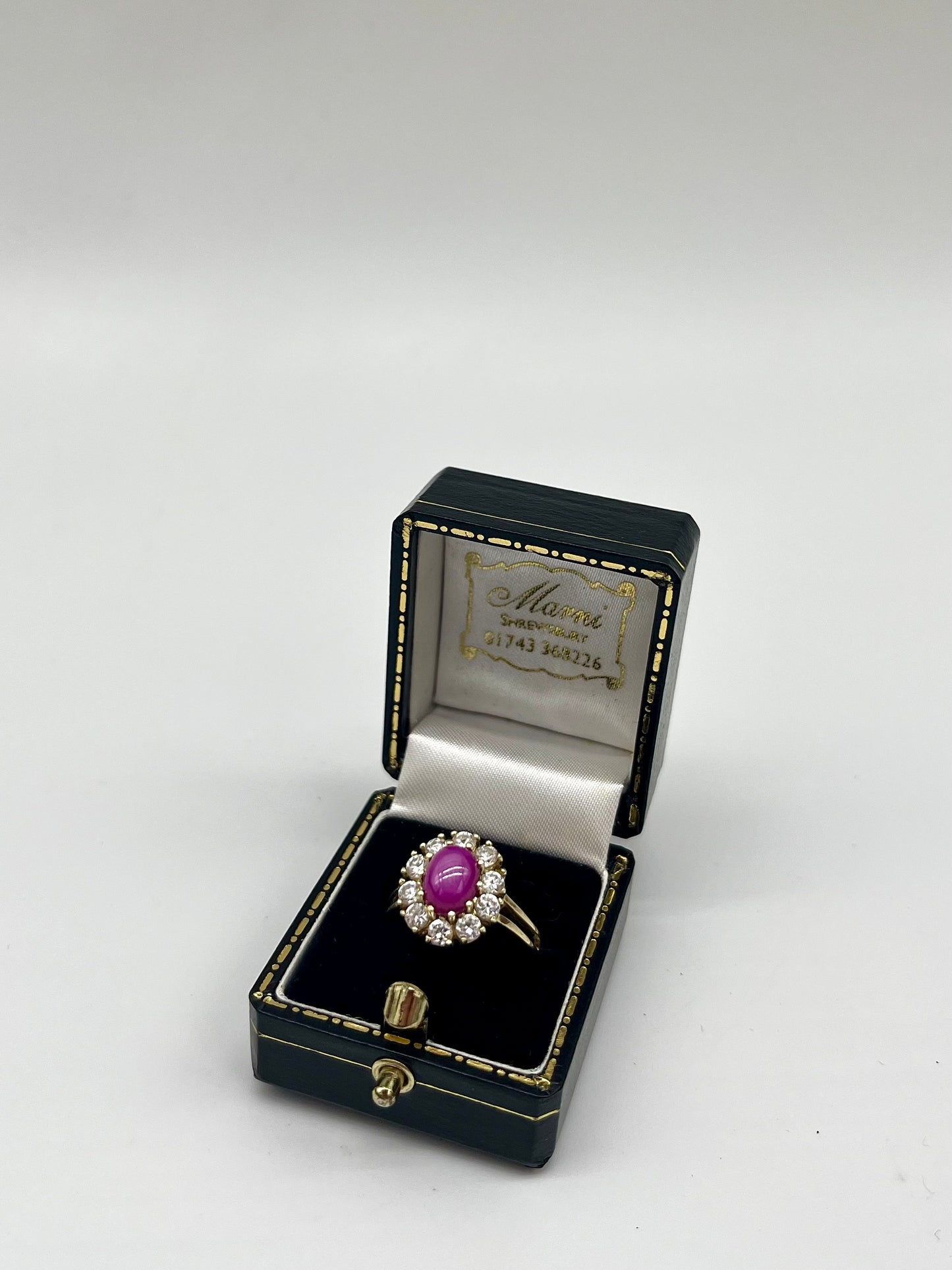 Star Ruby Cabochon & Spinel Ring, 3CTW 14K Gold