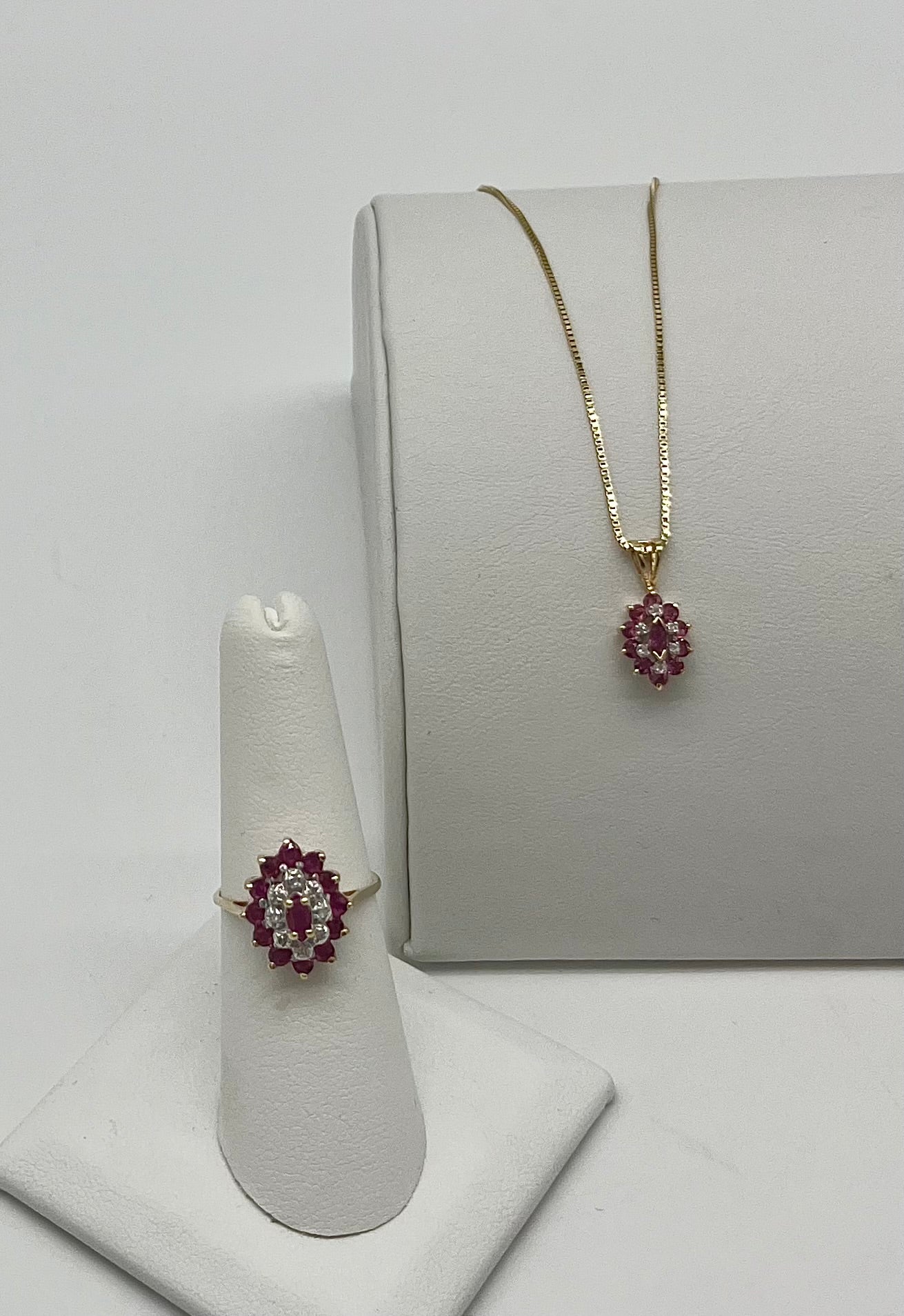 Ruby & Diamond Necklace Ring Set, 2.4 CTW 14K Gold