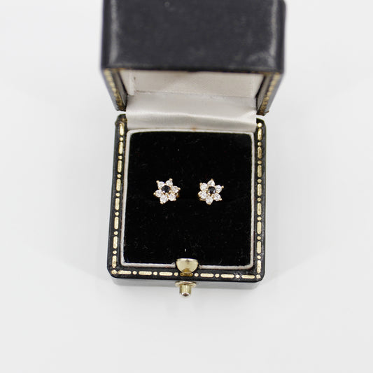 Sapphire & Spinel Flower Studs, 0.50CTW 9K Gold