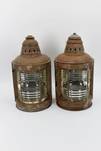 Copper Perko De-Lite Ship's Lantern-Early Pair