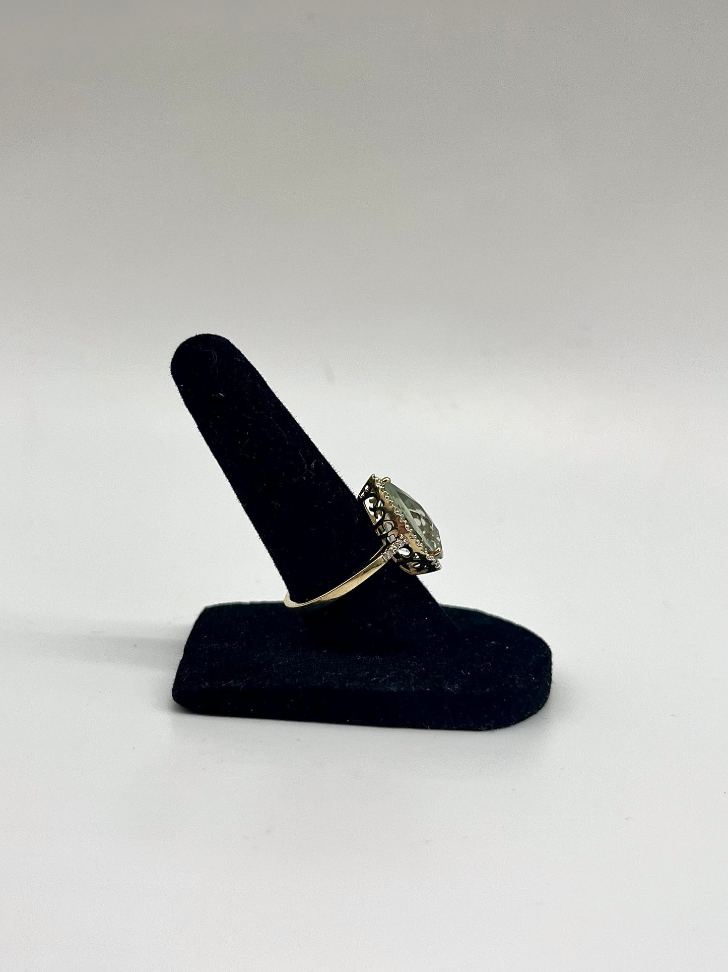 Prasiolite & Diamond Halo Cocktail Ring, 5.7 CTW 10K Gold