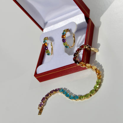Precious Gemstone ‘Rainbow’ Set, 10 Carats 14K Gold