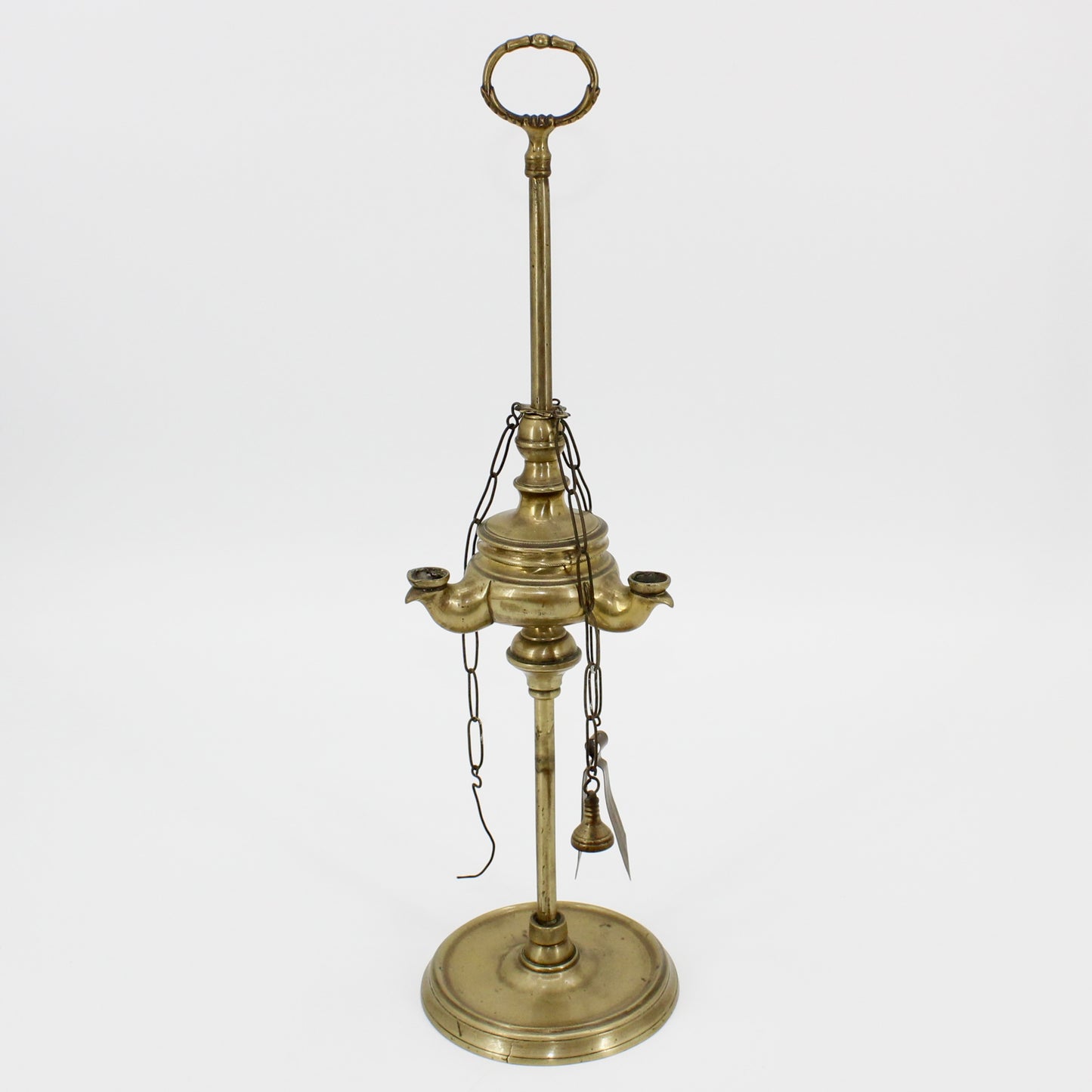 18th Century Solid Brass Triple-Wick Dutch Lucerna (Whale Oil Lamp)