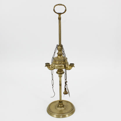 18th Century Solid Brass Triple-Wick Dutch Lucerna (Whale Oil Lamp)