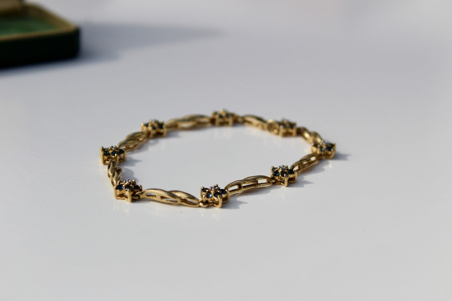 Vintage Sapphire & Diamond Bracelet, 1.67 Carats 14K Vermeil