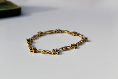 Vintage Sapphire & Diamond Bracelet, 1.67 Carats 14K Vermeil