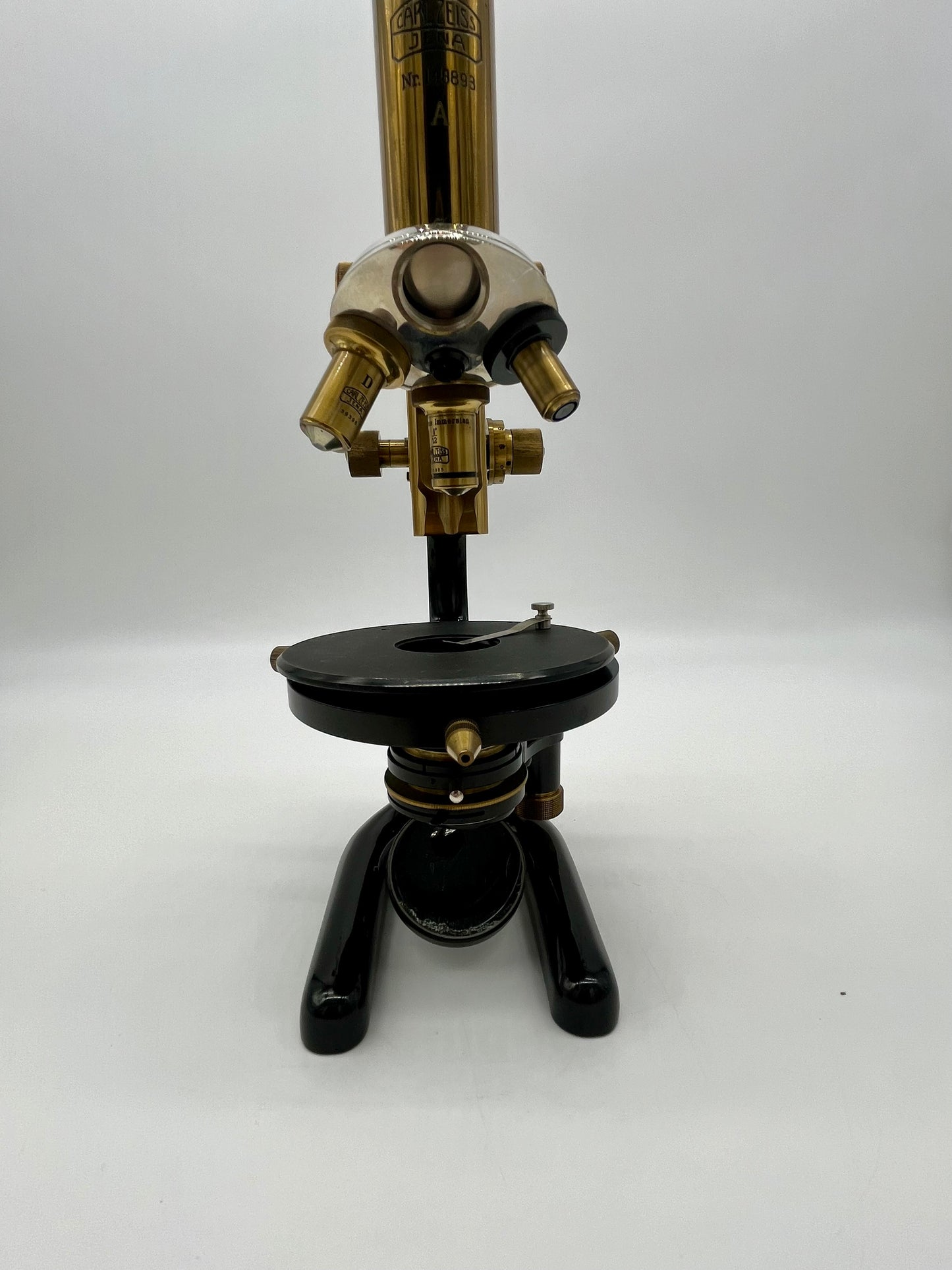 1930's German Jena Brass Microscope by Carl Zeiss