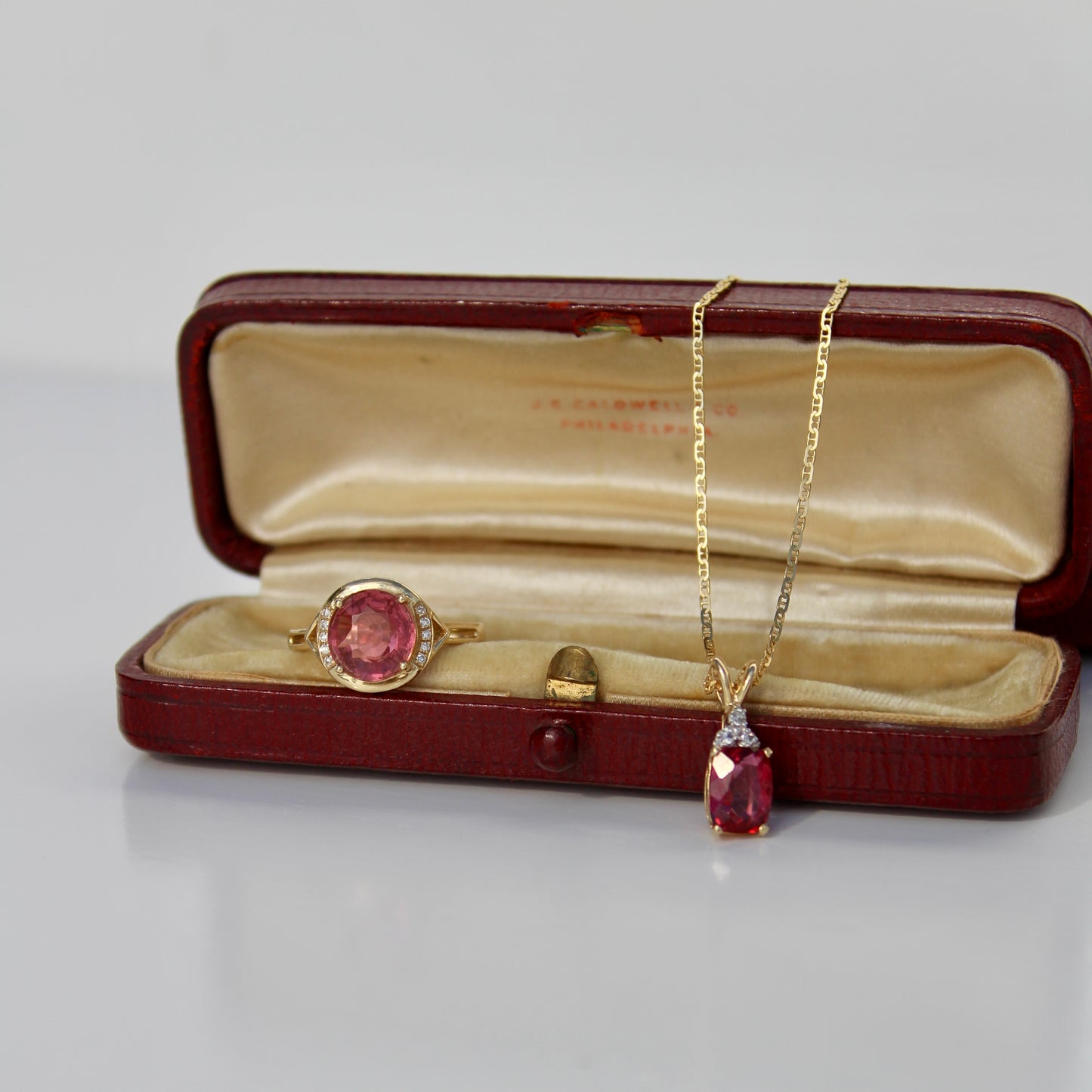 Pink Tourmaline & Diamond Set, 3.55 Carats 14K Gold
