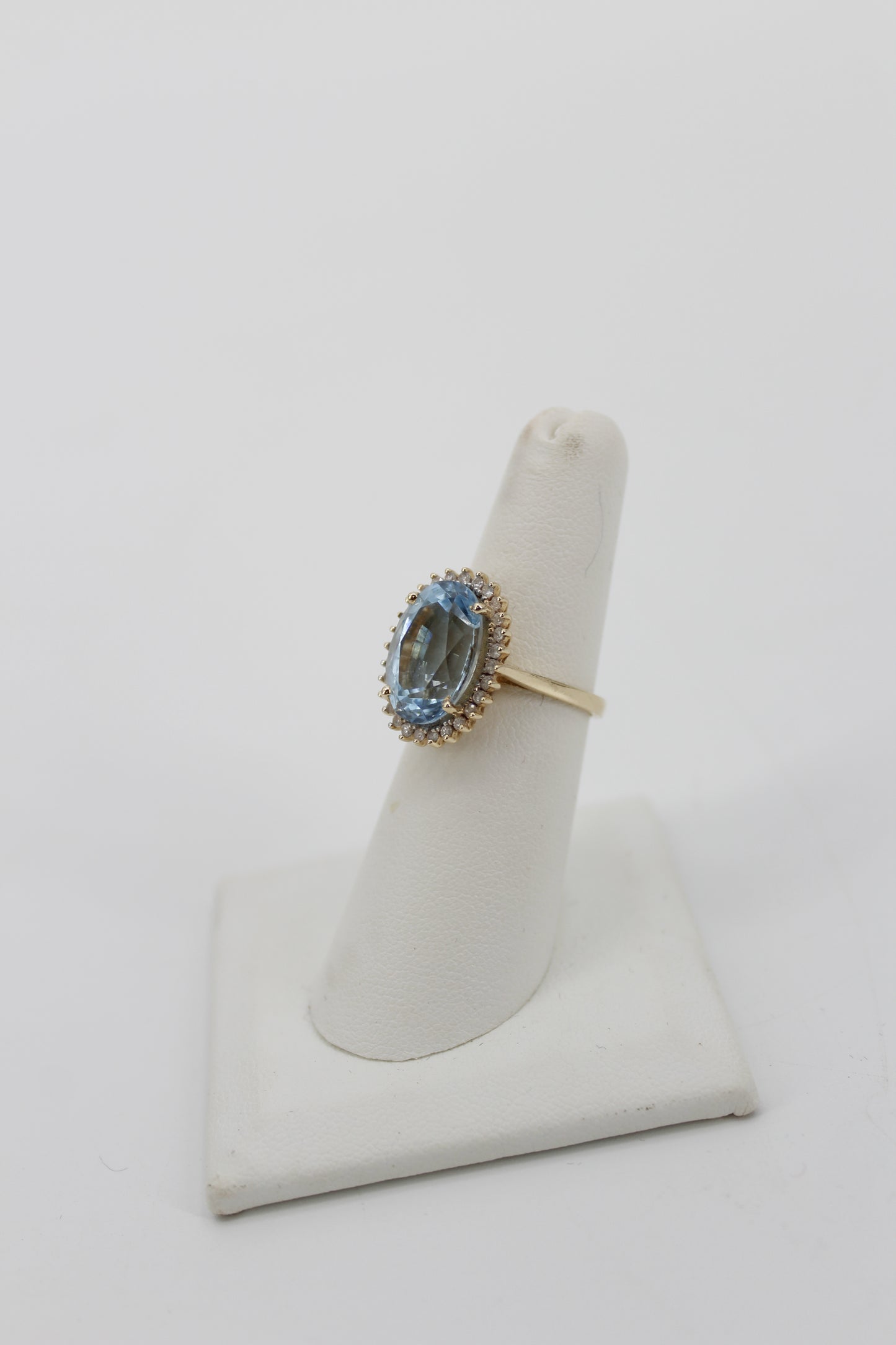 Blue Topaz & Diamond Halo Cocktail Ring,  8.514 CTW 14K Gold