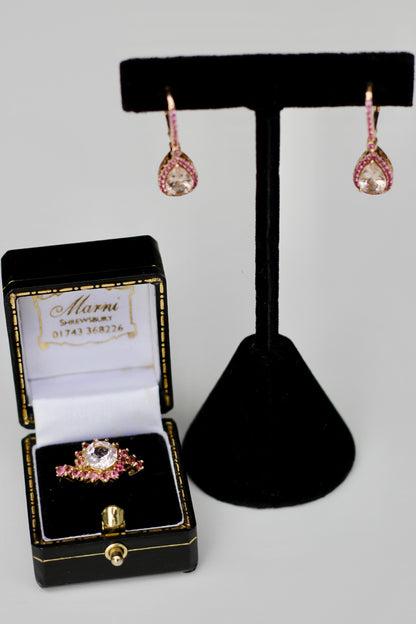 Morganite & Pink Sapphire Set, 6.1 Carats 14K Gold