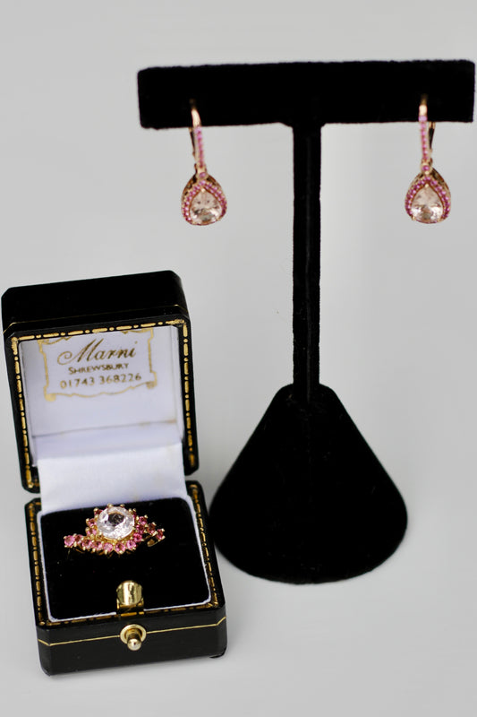 Morganite & Pink Sapphire Set, 6.1 Carats 14K Gold