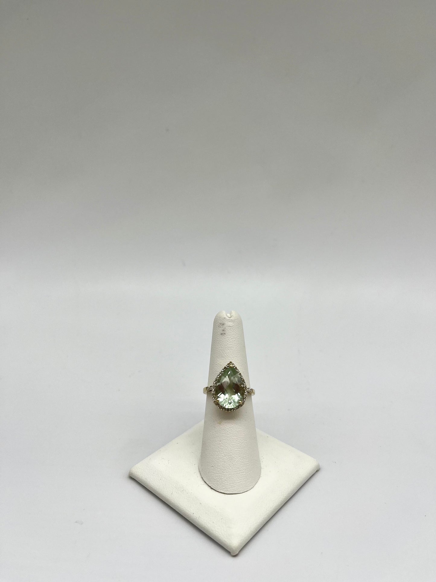 Prasiolite & Diamond Halo Cocktail Ring, 5.7 CTW 10K Gold