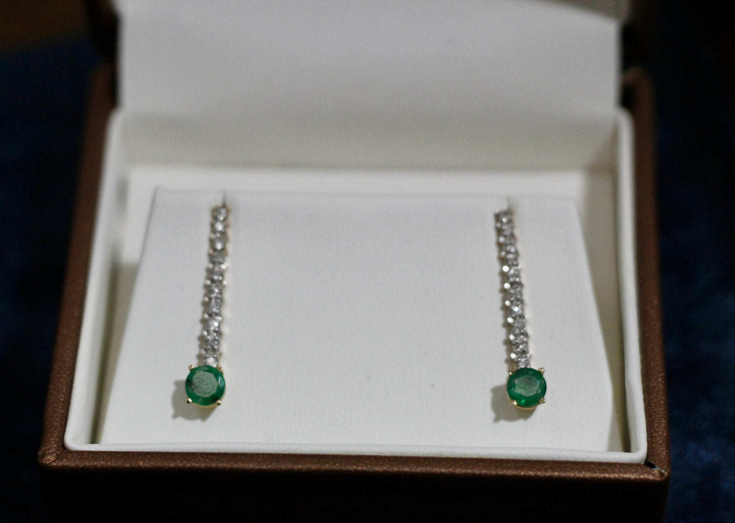 Emerald & Diamond Drop Earrings, 1.01 CTW 14K Gold