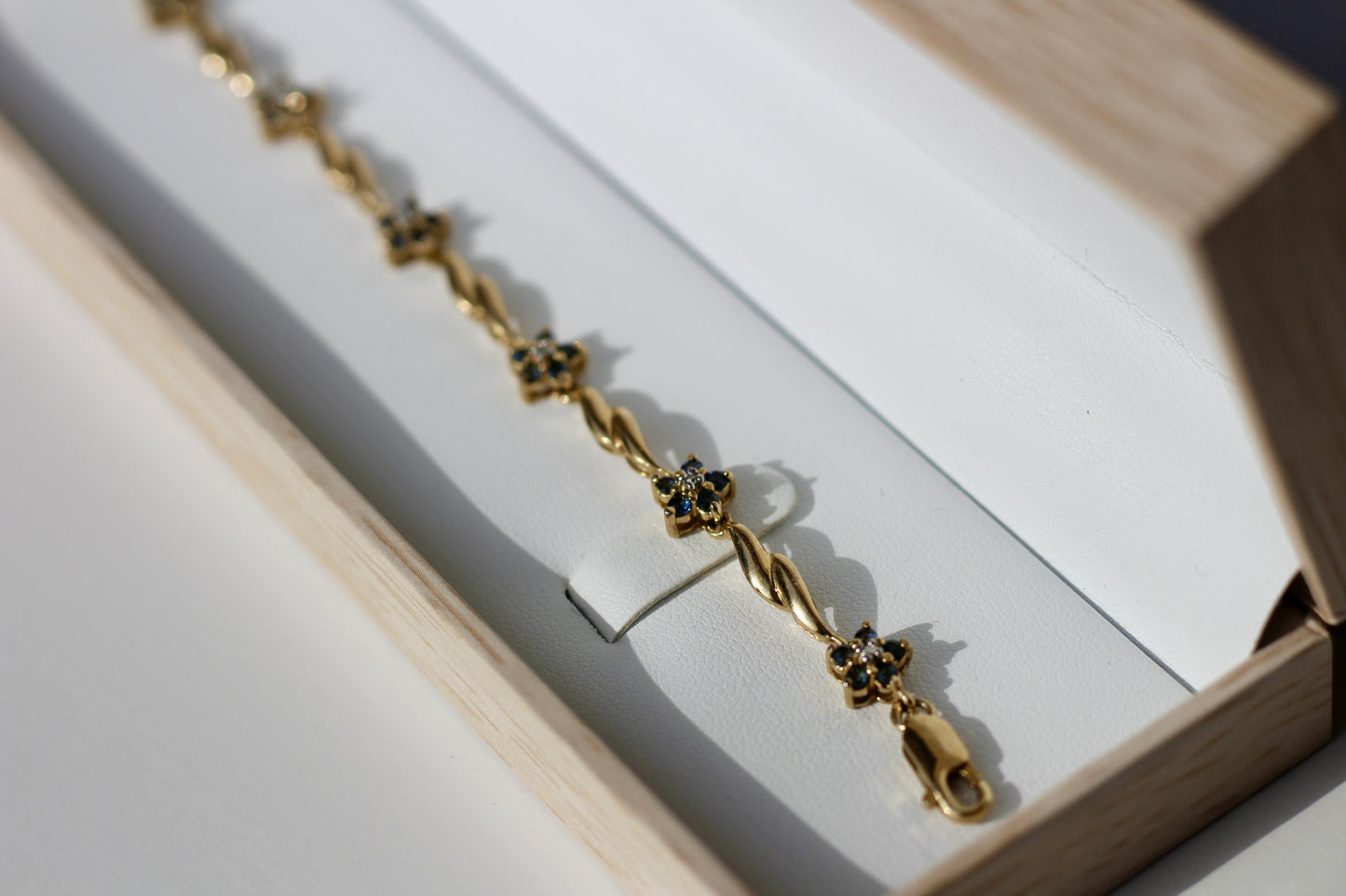 Vintage Sapphire & Diamond Bracelet, 1.67 Carats 14K Vermeil
