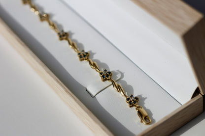 Vintage Sapphire & Diamond Bracelet, 1.67 Carats 14K Vermeil