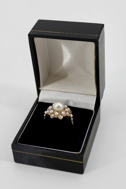 Antique Pearl Cocktail Ring, 3.93 CTW 14K Gold