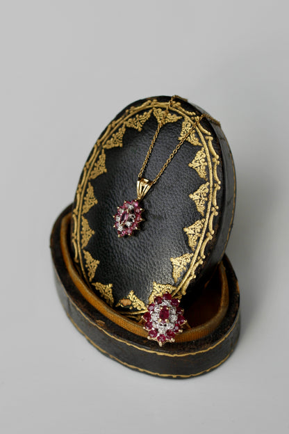 Antique Ruby & Diamond Set, 2.4 CTW 14K/9K Gold