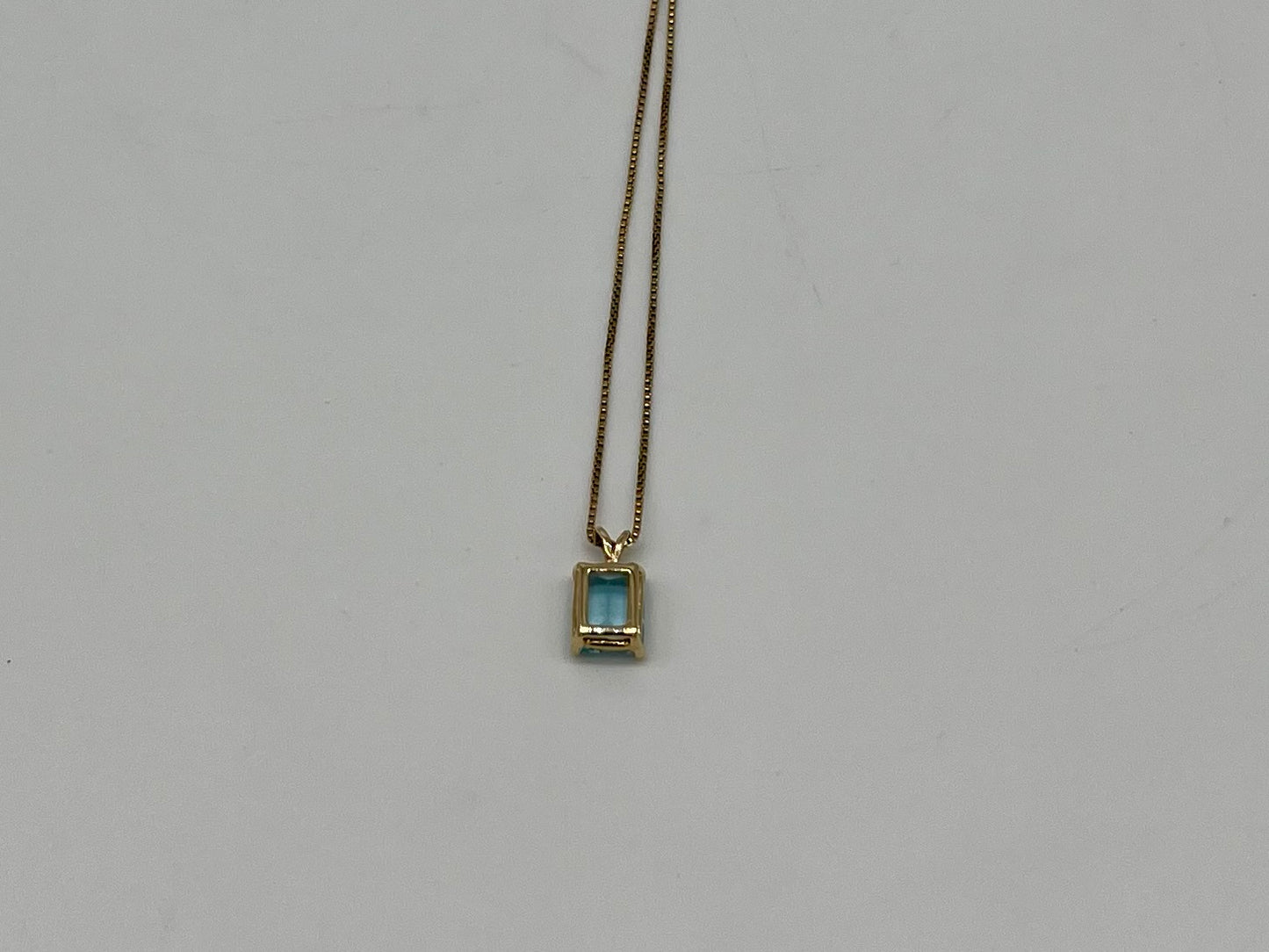 Emerald Cut Blue Topaz Necklace, 4 CTW 14K Gold