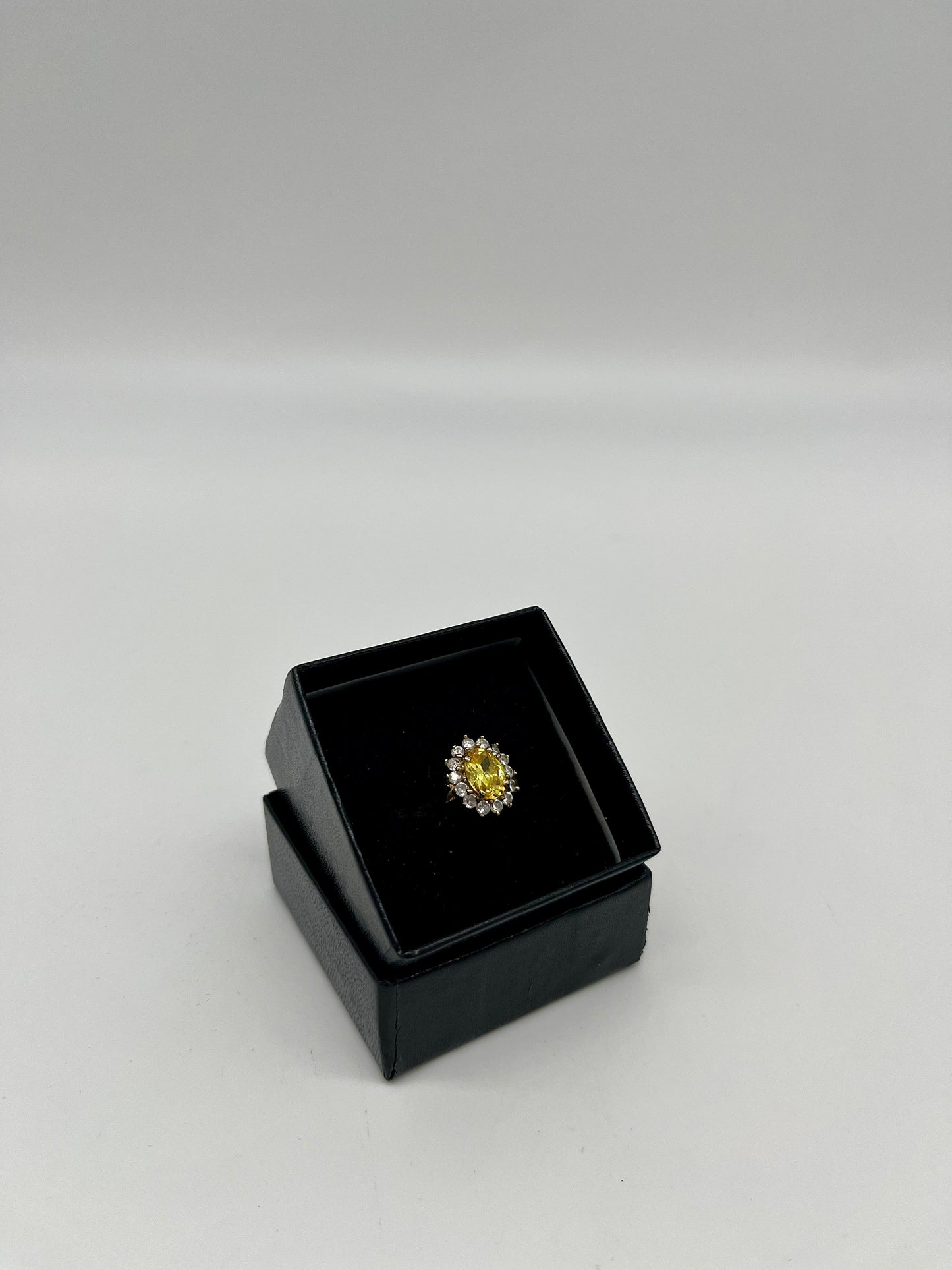 Yellow Citrine & White Topaz Ring, 2 CTW 10K Gold