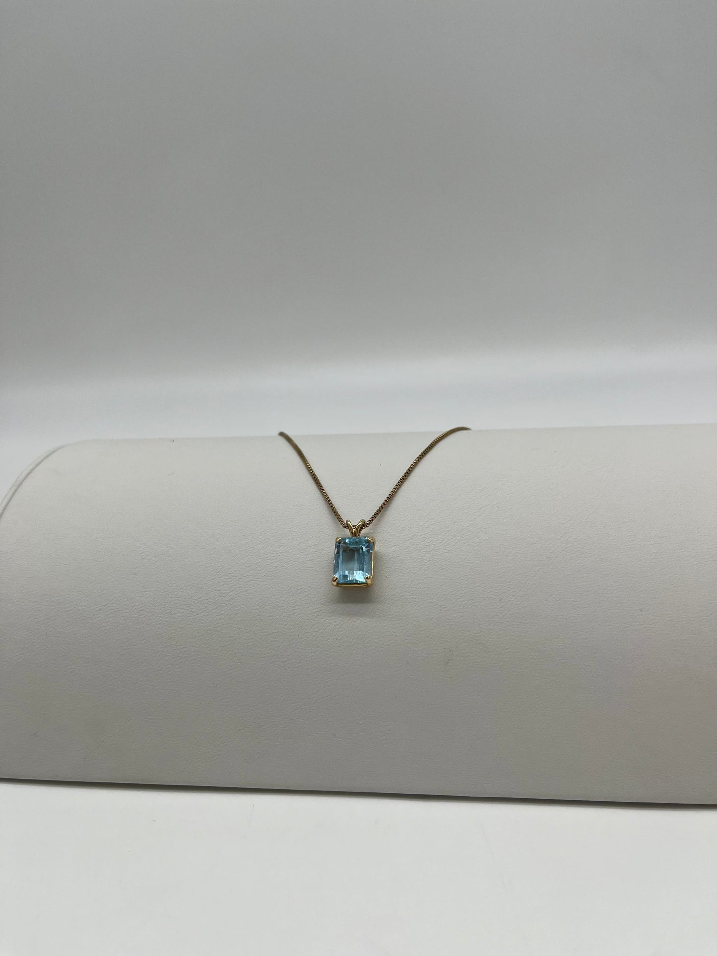 Emerald Cut Blue Topaz Necklace, 4 CTW 14K Gold