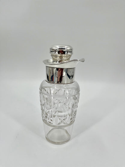 Edwardian 1902 Sterling Silver & Bohemian Cut Crystal Cocktail Shaker by JB Chatterley & Sons Ltd.