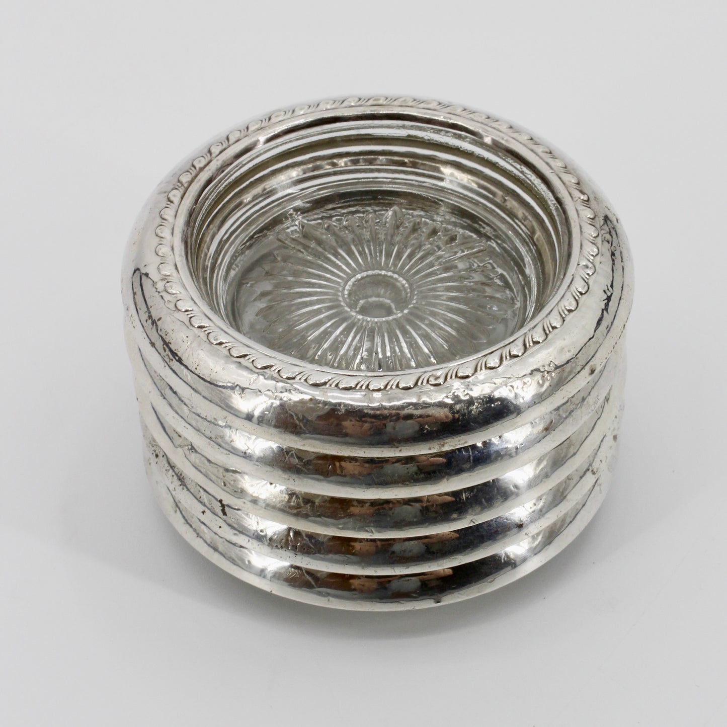 Sterling Silver & Cut Crystal Ashtrays- Set of 5