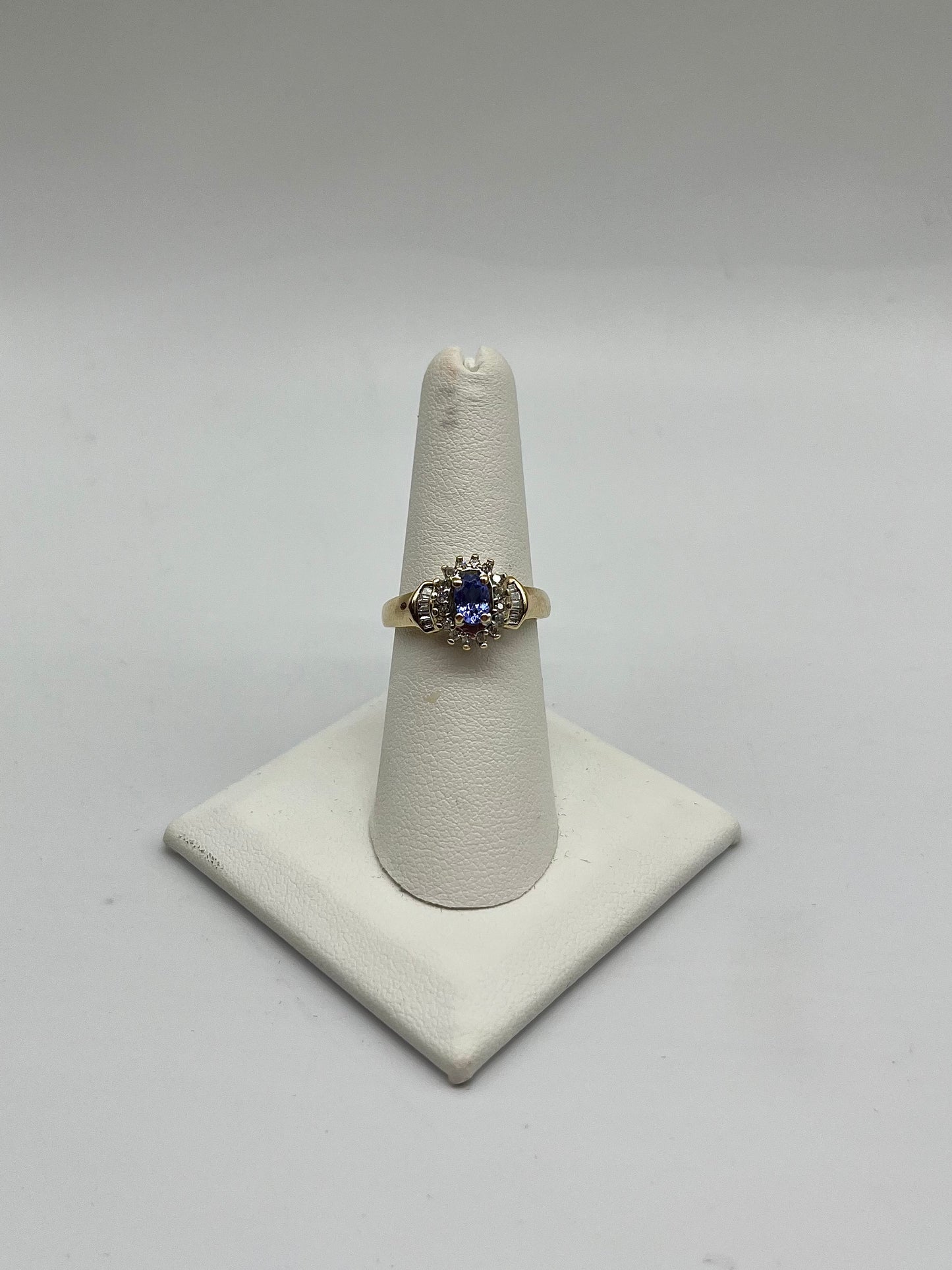 Antique Tanzanite & Diamond Ring, 1 CTW 10K Gold