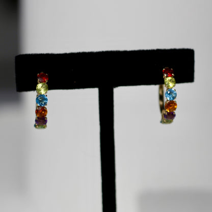 Bracelet de tennis « Arc-en-ciel » avec pierres précieuses, 6,75 ct, or 14 carats