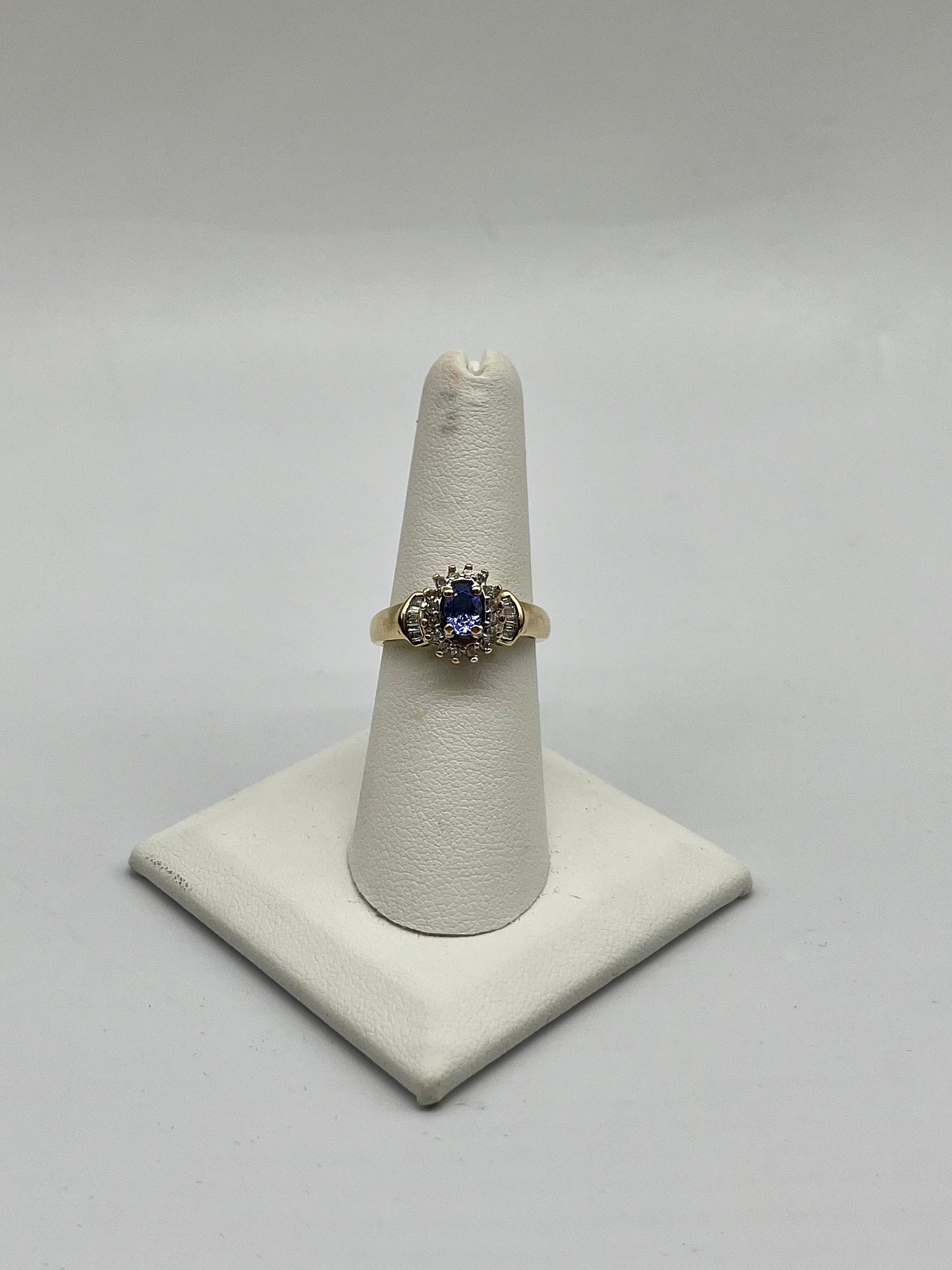 Antique Tanzanite & Diamond Ring, 1 CTW 10K Gold