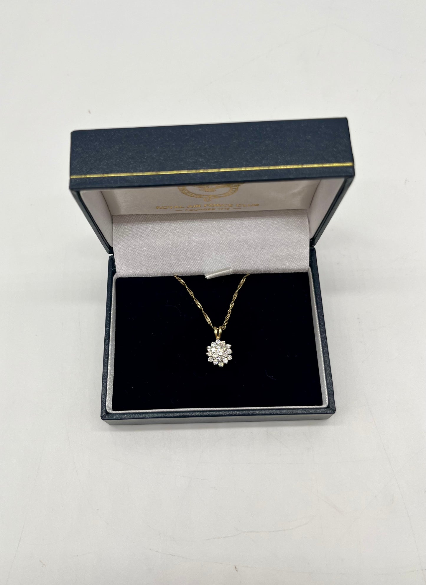 French Diamond Cluster Necklace, 1 CTW 14K Gold