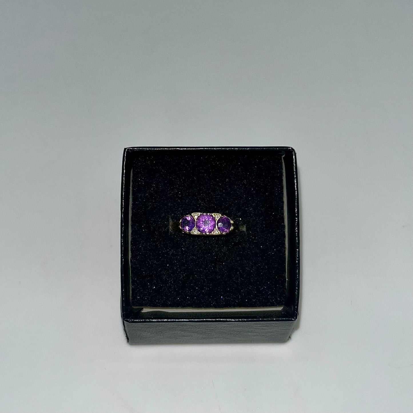 Bague en or 14 carats avec améthyste et diamants, 1 ct