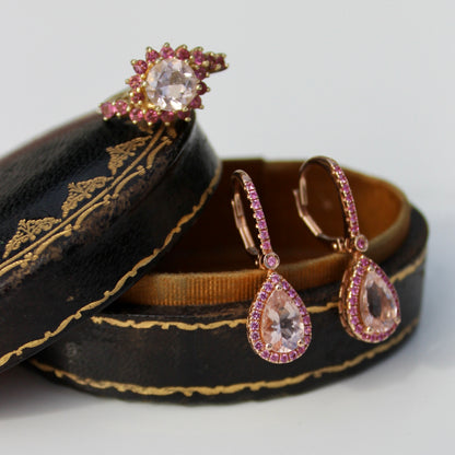 Morganite & Pink Sapphire Set, 6.1 Carats 14K Gold