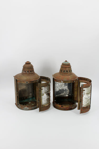 Copper Perko De-Lite Ship's Lantern-Early Pair