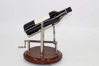 Antique Adjustable Cradle Silver & Wood Wine Decanter- Professionally Restored