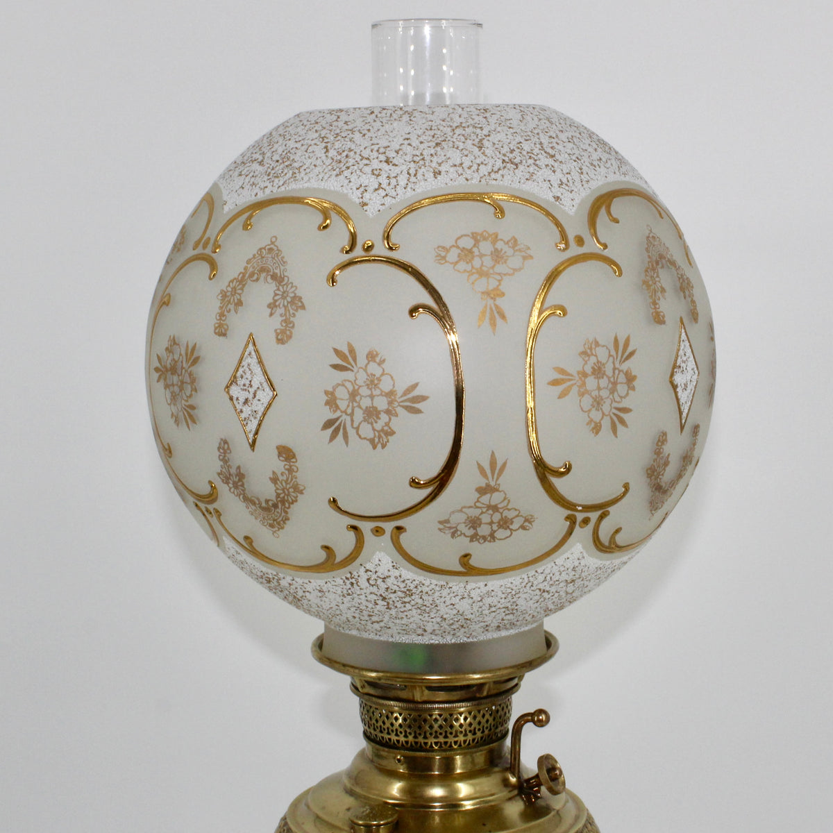 1895 Gilded Crystal Corinthian Banquet Lamp by Edward Miller
