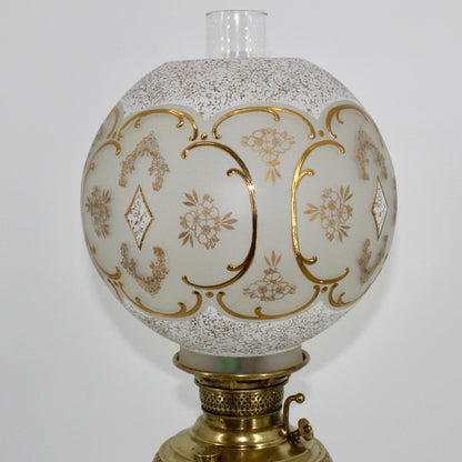 1895 Gilded Crystal Corinthian Banquet Lamp by Edward Miller
