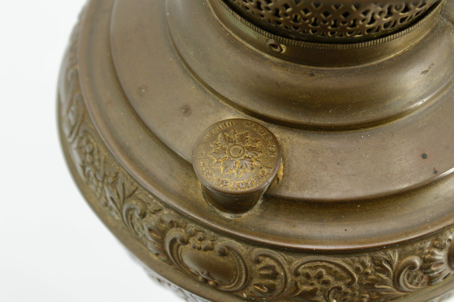 1895 Monography Gilded Crystal Globe Banquet Lamp by Edward Miller