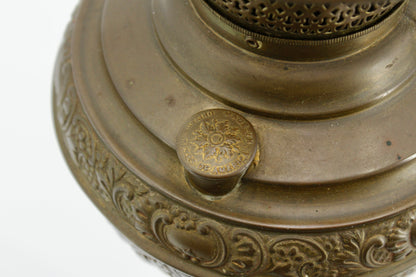 1895 Monography Gilded Crystal Globe Banquet Lamp by Edward Miller