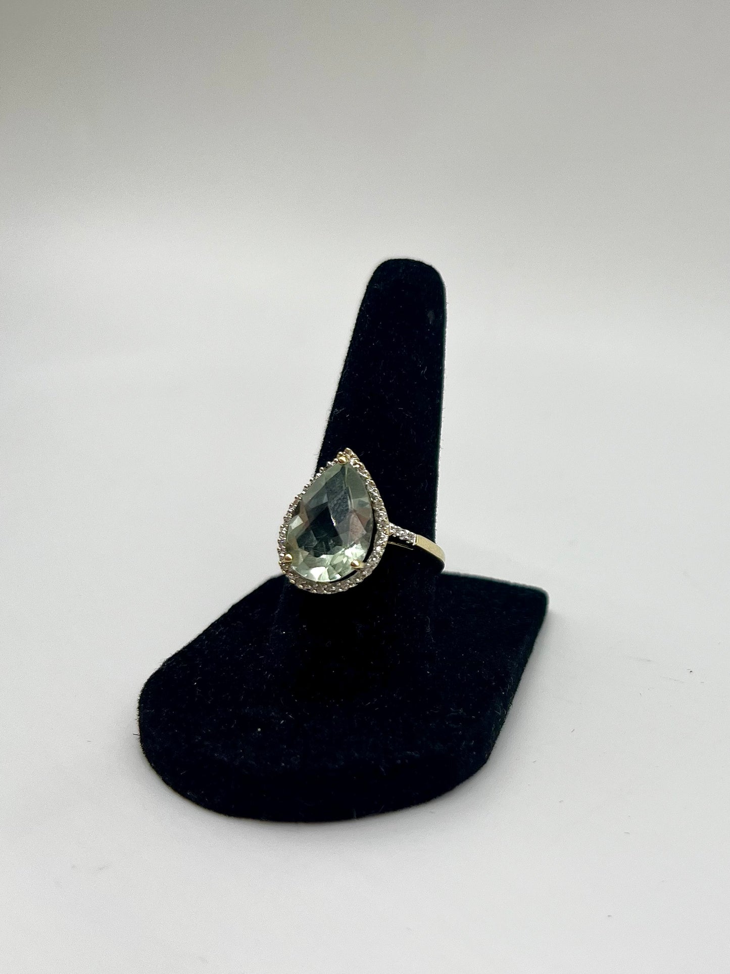 Prasiolite & Diamond Halo Cocktail Ring, 5.7 CTW 10K Gold