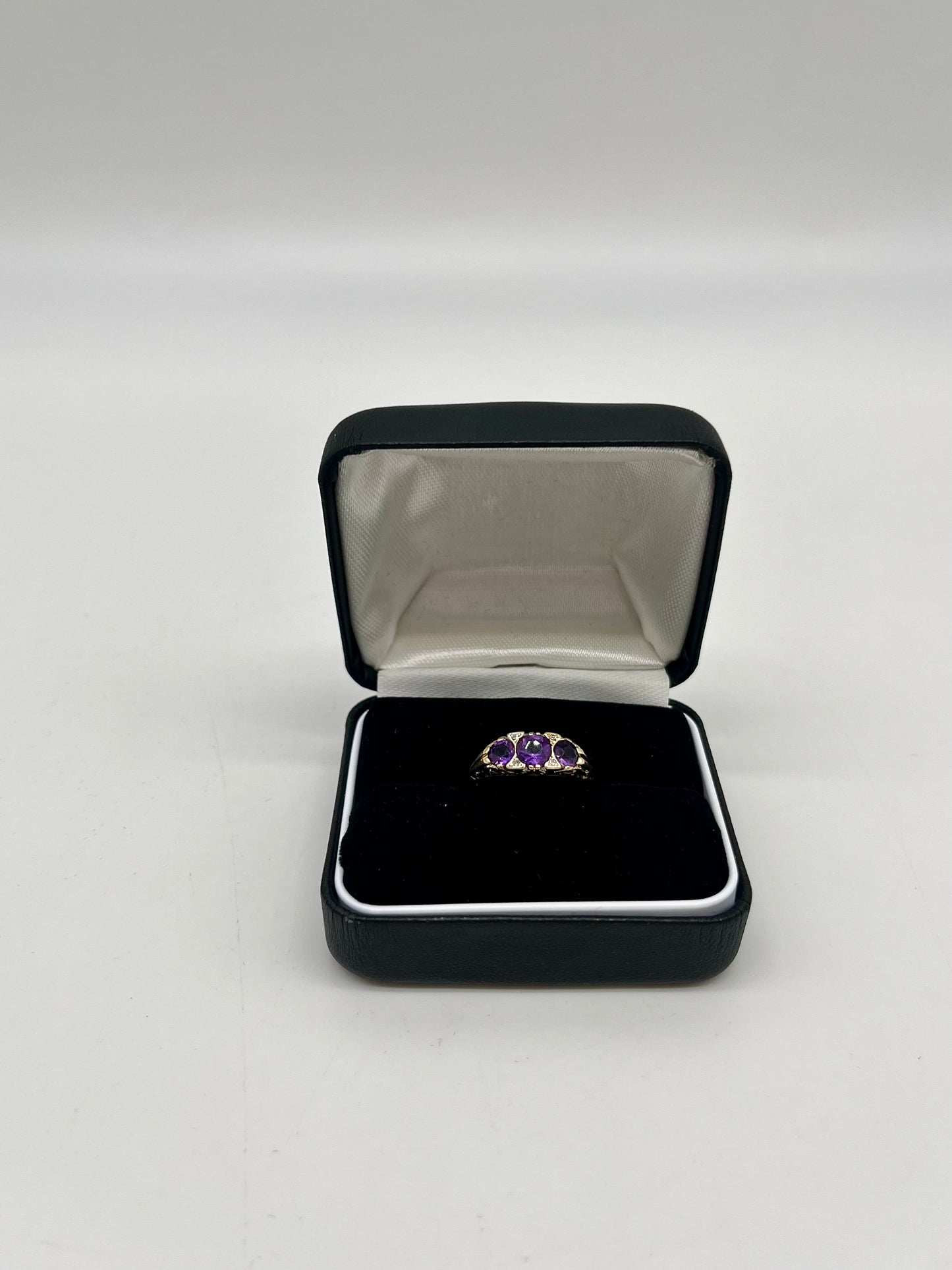 Bague en or 14 carats avec améthyste et diamants, 1 ct