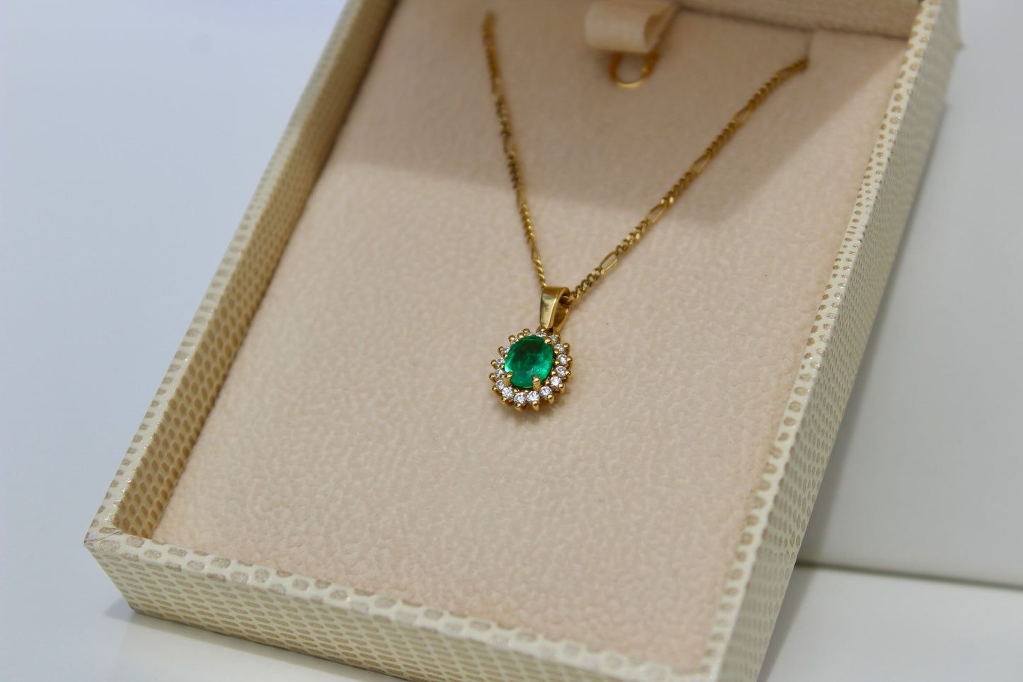 Emerald & Diamond Pendant, 0.83 CTW 18K Gold