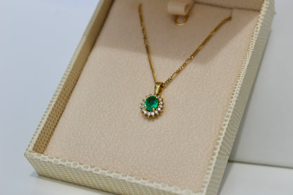 Emerald & Diamond Pendant, 0.83 CTW 18K Gold