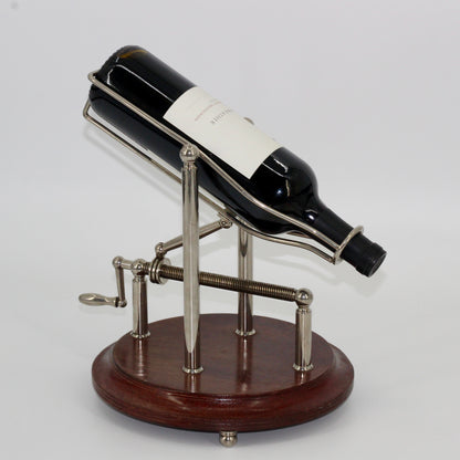 Antique Adjustable Cradle Silver & Wood Wine Decanter- Professionally Restored