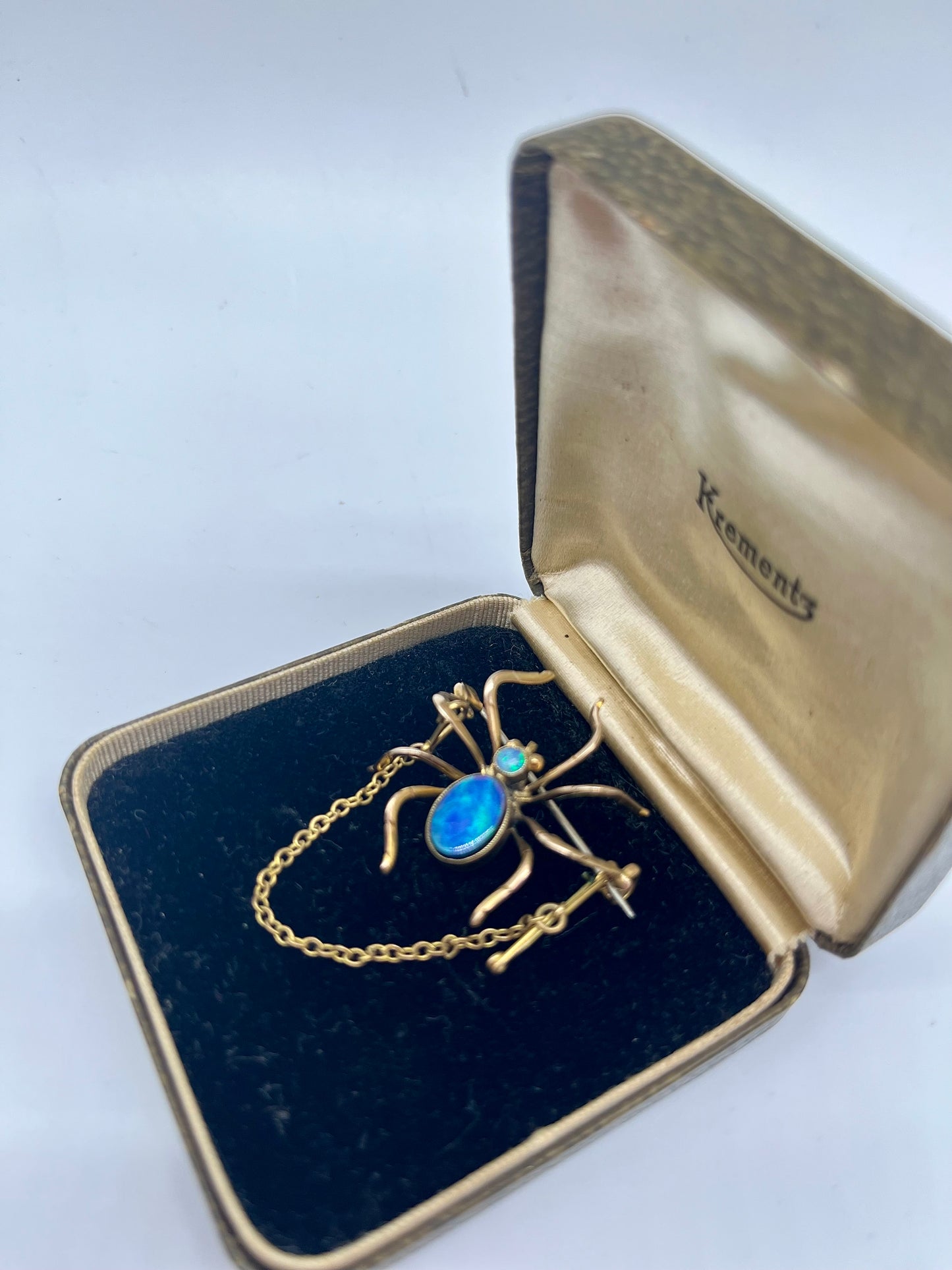 Victorian Opal Spider Brooch, 0.9 CTW 9K Gold