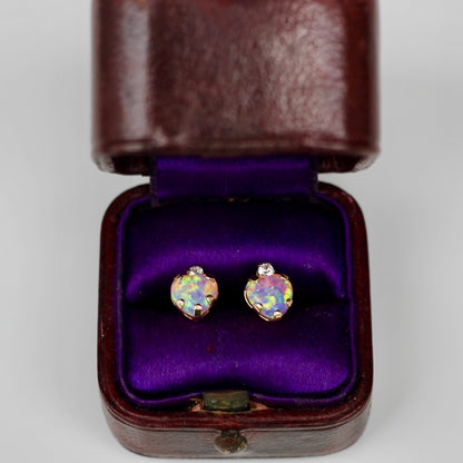 Pink Opal and Diamond Earrings, 1 CTW 10K Gold