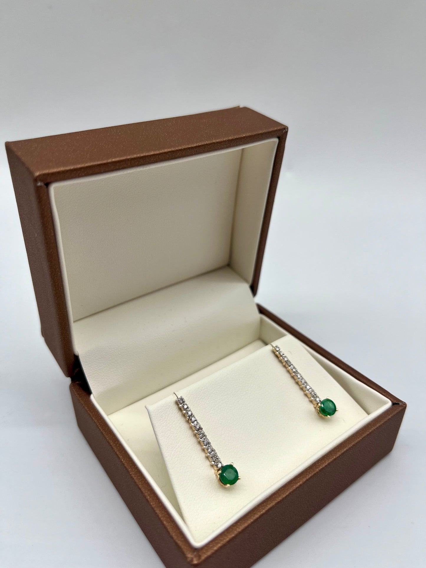 Emerald & Diamond Drop Earrings, 1.01 CTW 14K Gold