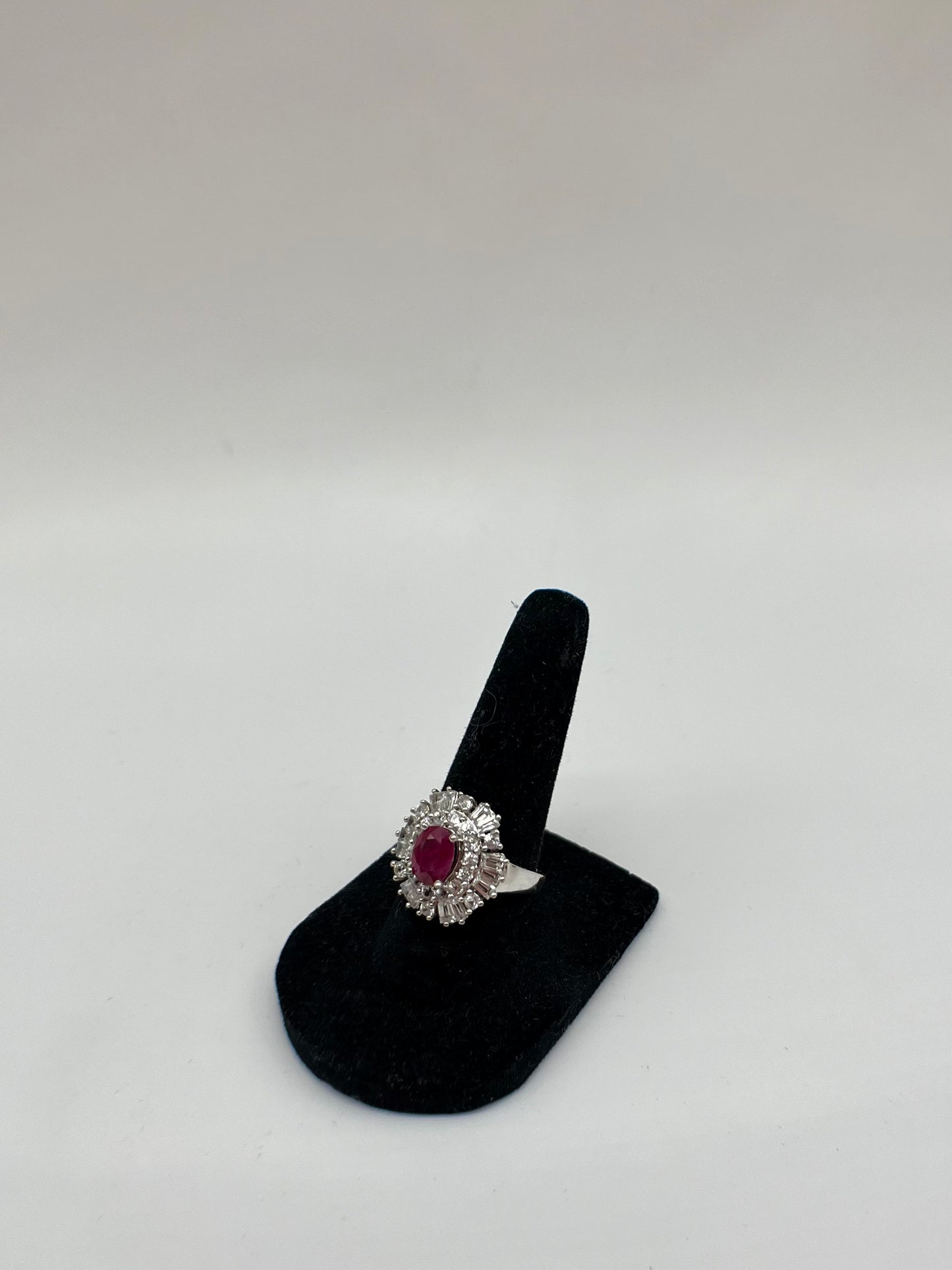 Burma Ruby & White Sapphire Cocktail Ring, 3.79 CTW 10K White Gold