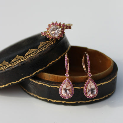 Morganite & Pink Sapphire Set, 6.1 Carats 14K Gold